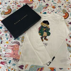 Ralph Lauren Polo Bear Long Sleeve Top Girls Size M (8-10)